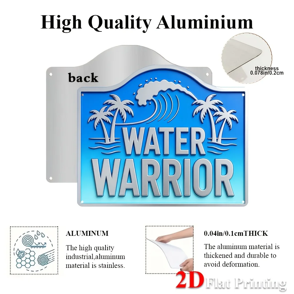 1pc 2D Flat Sign Artwork Showcasing The ' Warrior' Design, Complete With Palm Trees And Waves,Ideal For Decorating A Beach House