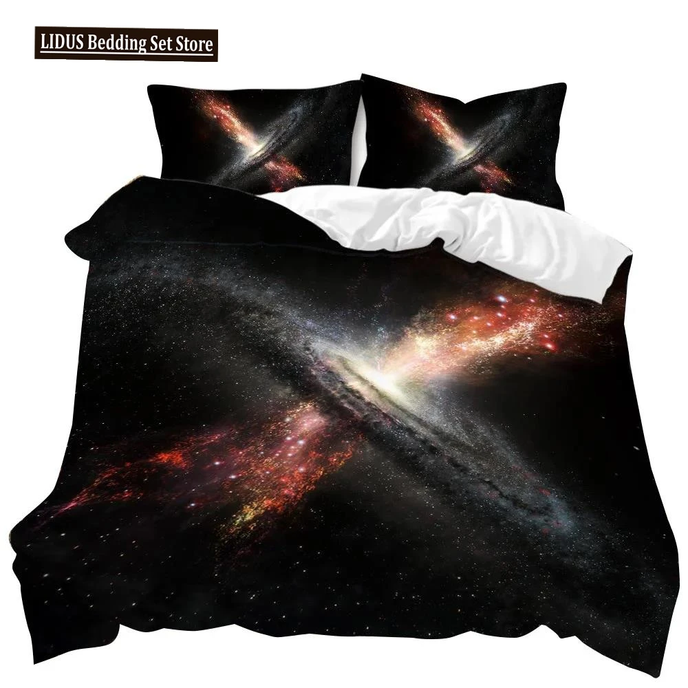 Universe Duvet Cover Galaxy Planet Comforter Cover Universe Outer Space Quilt Cover 3D Starry Sky Series Polyester Bedding Set