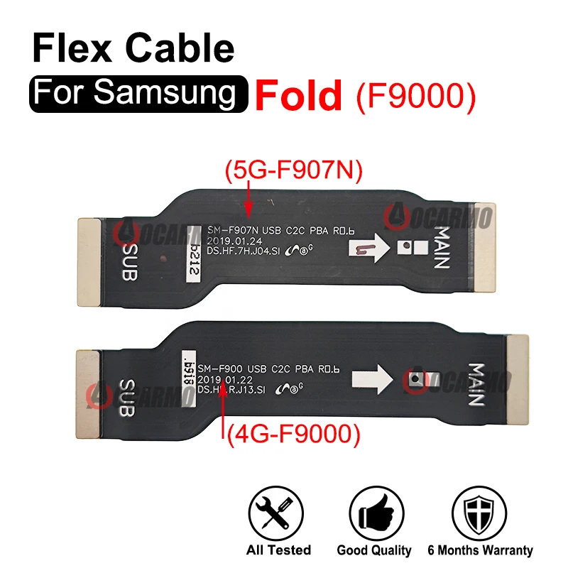 Carte mère pour Samsung Galaxy Fold F9000 F907N, connexion USB, câble flexible, pièce de rechange