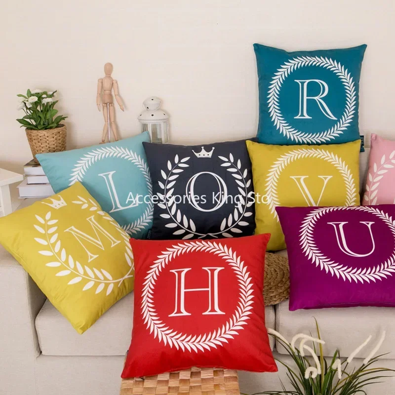 

26 Letters Pillowcase for Bed Sofa Decorative Cushion Cover Modern 45x45cm Car Pillow Case Home Decor Gifts