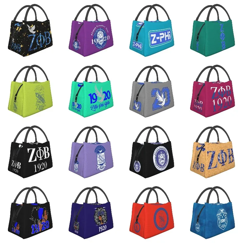 

Zeta Phi Beta Portable Lunch Box Women Multifunction Thermal Cooler Food Insulated Lunch Bag Hospital Office Pinic Container