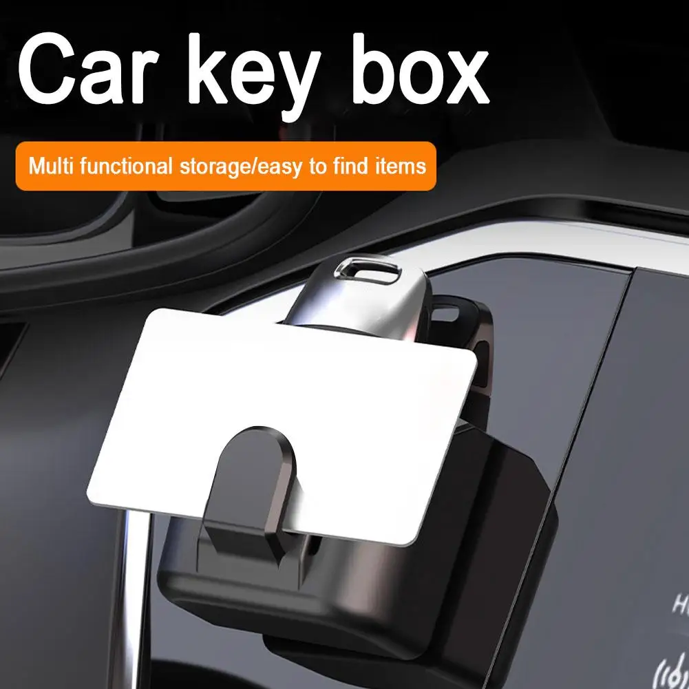 

Multi-functional Car Key Storage Box With Hook Car Storage Supplies Anti-Slip Adhesive Centre Car Box Console Interior Dash K9W3
