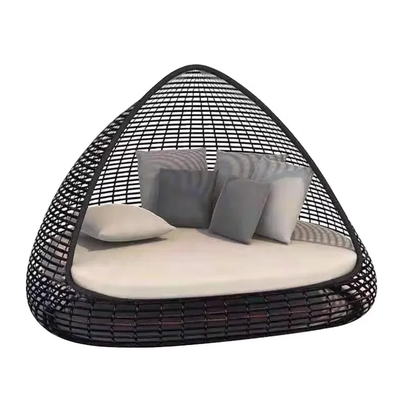 Swimming Pool Chaise Lounge Outdoor Furniture Sun Lounge Chair Seat Beach Woven Rattan Sofa Bed