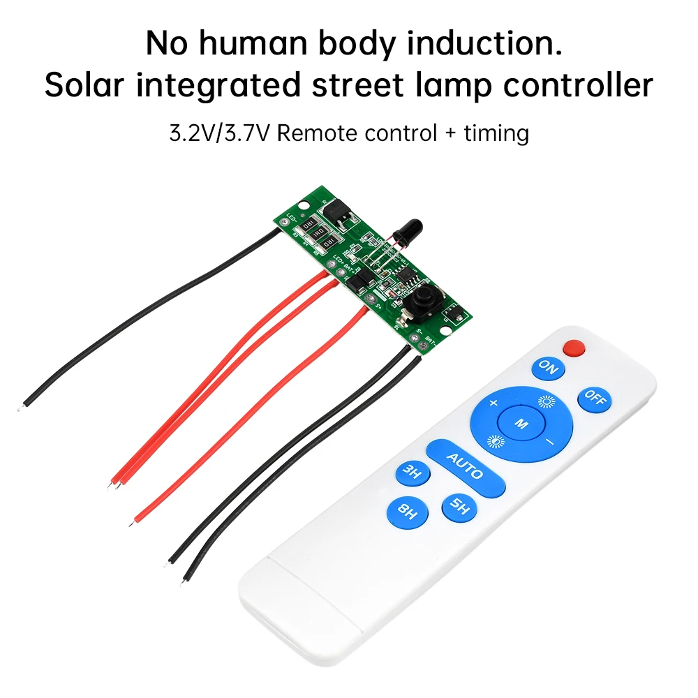 Controle remoto de longa iluminação, redução automática de energia, 3.2v 3.7v, placa de circuito de luz de rua solar, controlador de condução