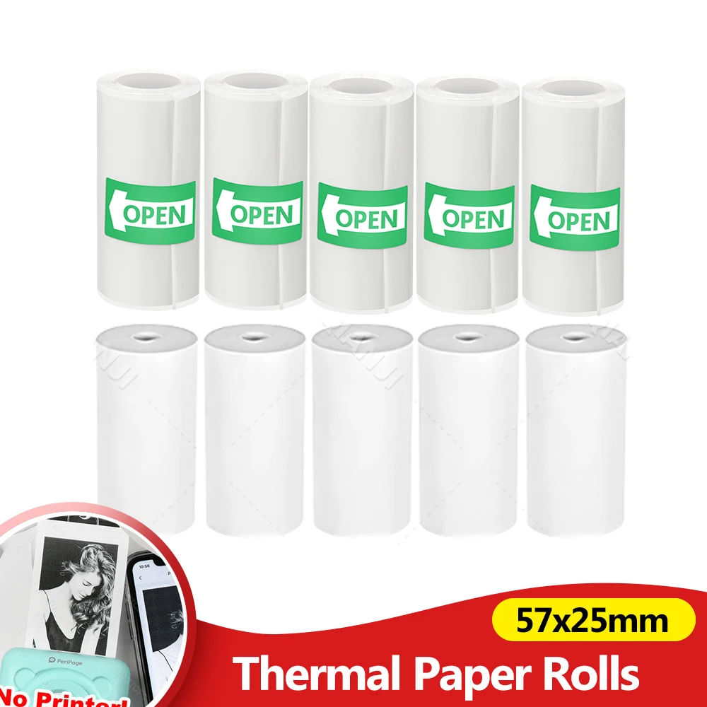 10 Rolls White Thermal Paper Instant Print Kids Camera Photos Receipt Bill Ticket Printing Sticker Paper Replacement