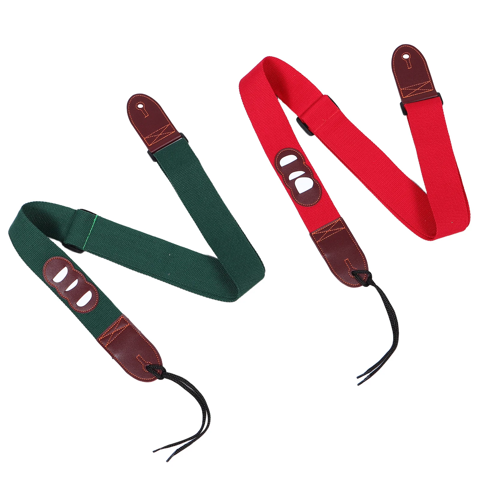 

2Pcs Polyester Adjustable Guitar Strap Red Green Guitar Shoulder Strap Acoustic Electric Bass Pick Holder Folk Ukulele