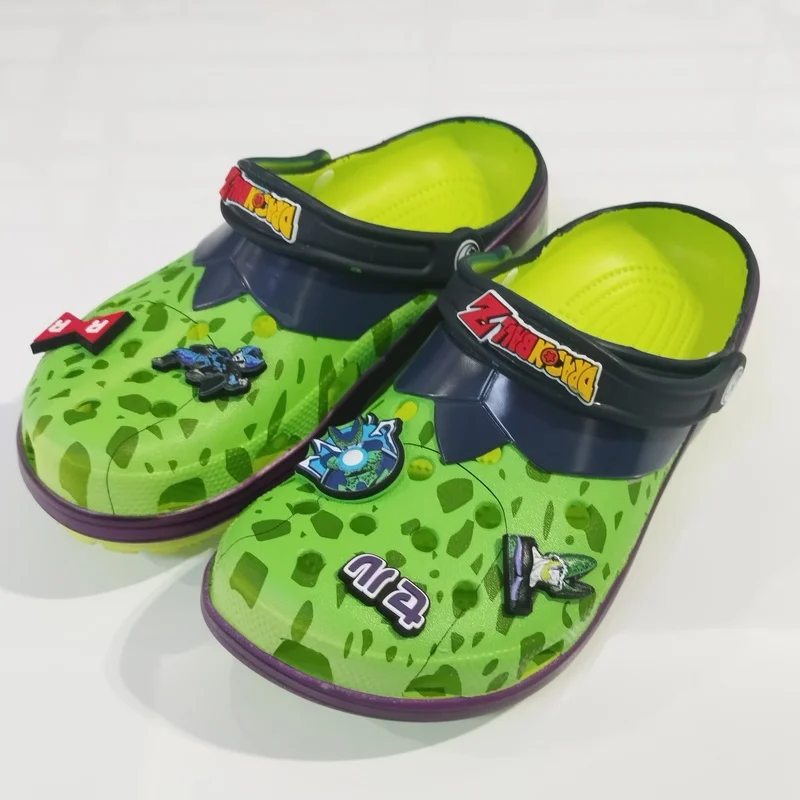 2025 novo quente dragon ball frissa adulto crianças buraco sapatos lazer confortável sapatos de praia não deslizamento chinelos ao ar livre