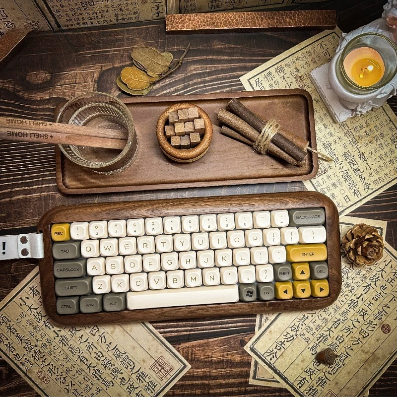 

ISO YOLO64 Walnut Keyboard Kit GH60% Tri-mode Customized RGB Hot Swappble Ergonomics Gaming Office Keyboard Kit VIA DIY Gift