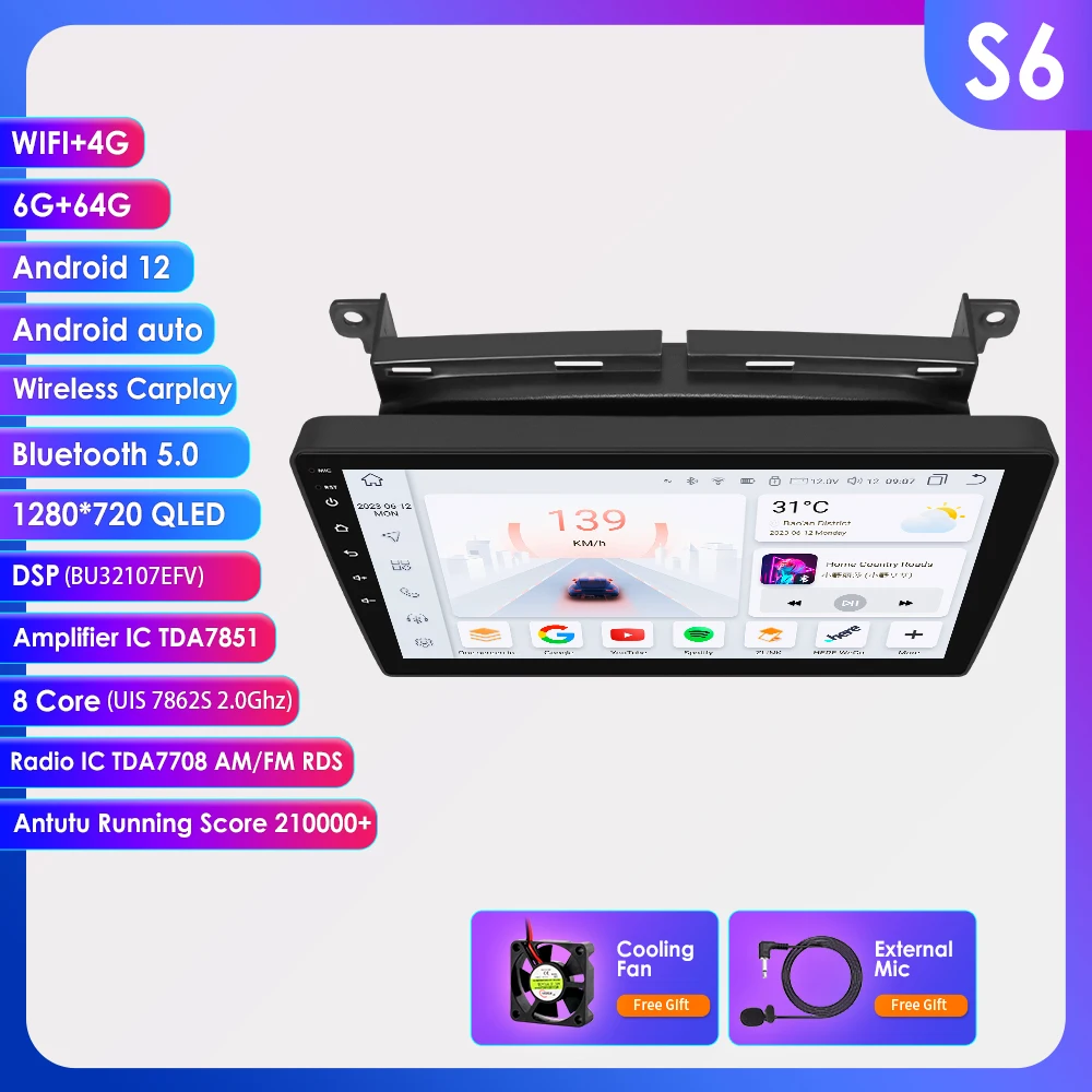 Hizpo 9 inch draadloze CarPlay Android Auto autoradio voor Fiat 500 2016 2017 2018 2019 Multimedia draadloze Apple CarPlay Smart Intelligent Systems IPS touchscreen stereo videospeler 2 Din autoradio