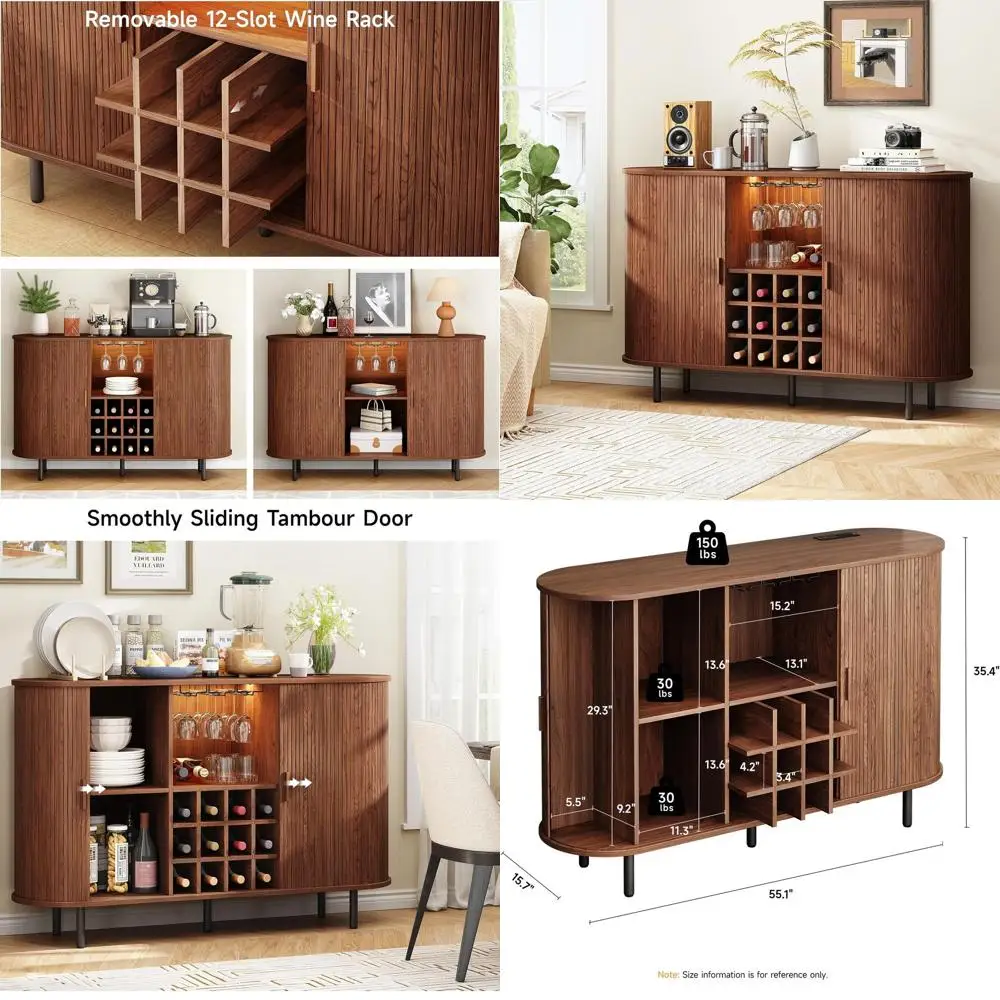 

Винный шкаф Walnuts 55 с LED-подсветкой, местом для хранения и держателем для бокалов для домашнего бара