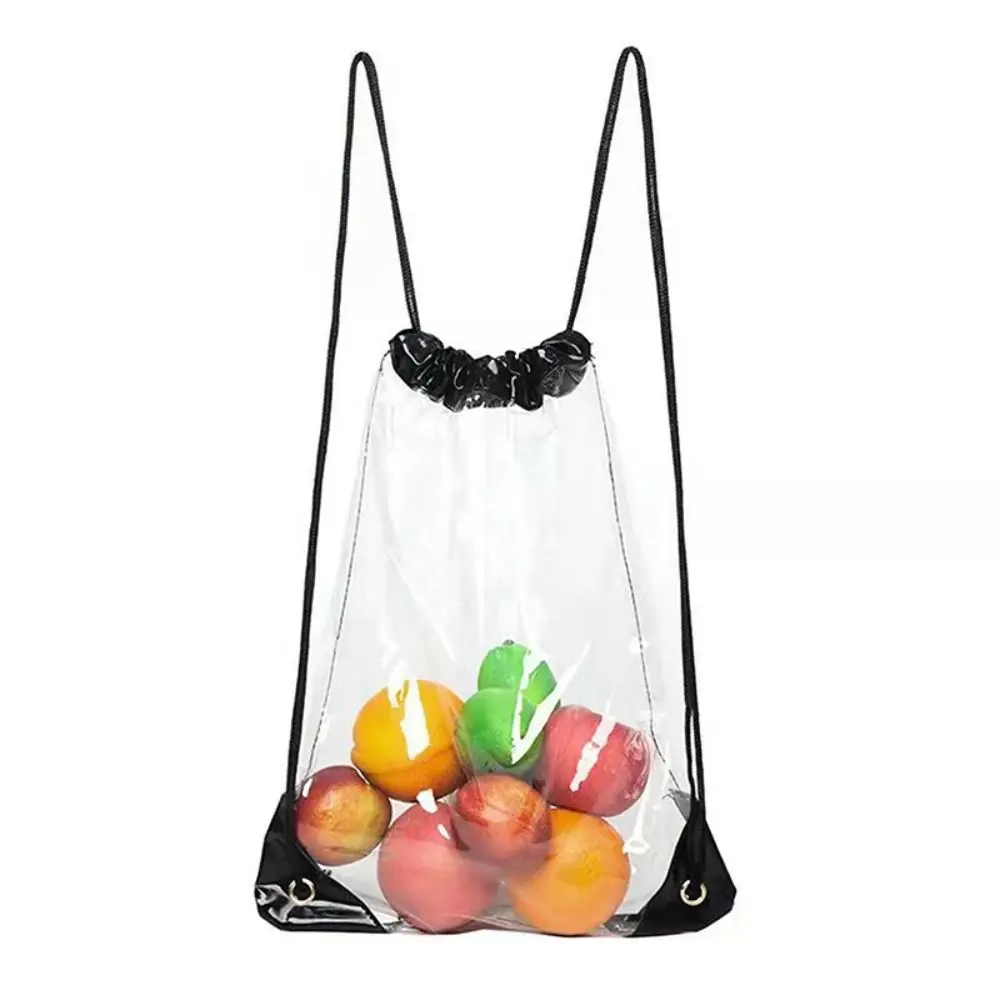 

Portable Large Capacity Drawstring Backpack Beach Bag Foldable PVC Transparent Bag Shoulders Bag Climb Bag Jelly Bag Hiking