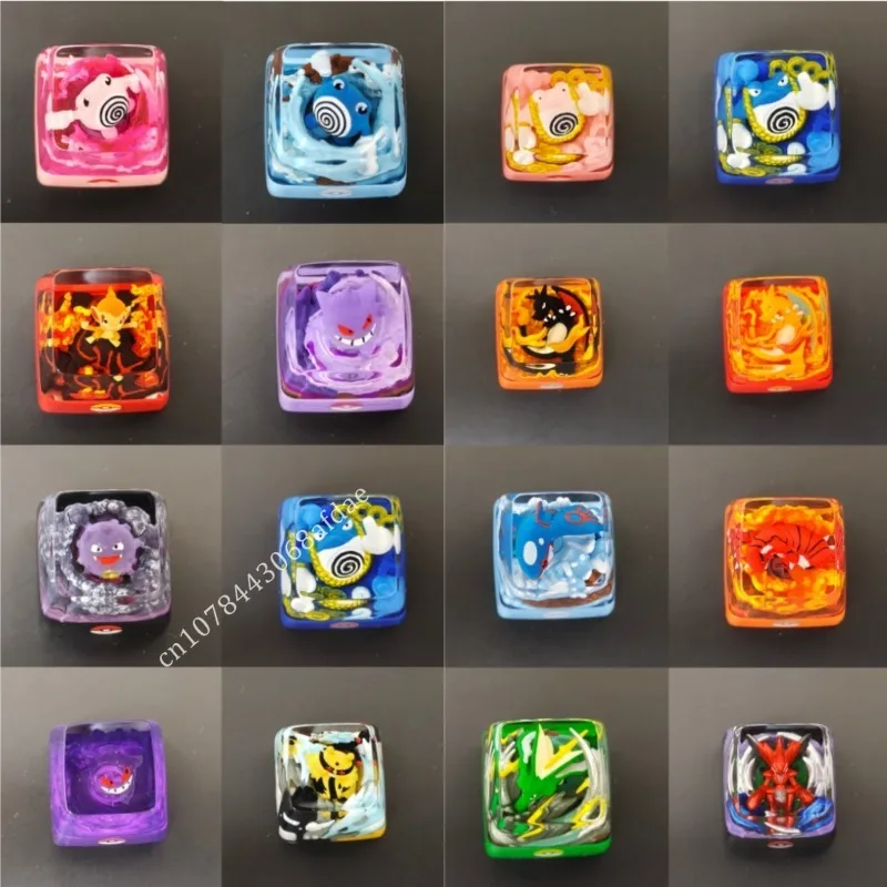 アニメ樹脂キーキャップメカニカルクロス軸キーボードアクセサリーポケモンフィギュアヒトカゲイーブイゲンガー-3d-キーキャップギフト