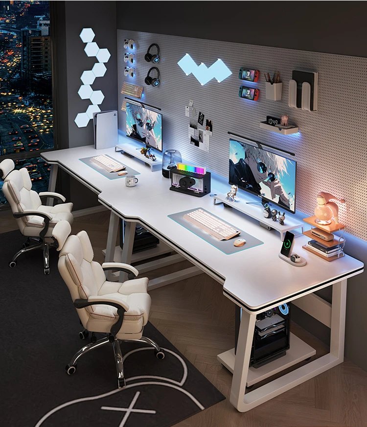 

Double computer desk, desktop bedroom, household long desk, couple side-by-side e-sports table set, simple desk