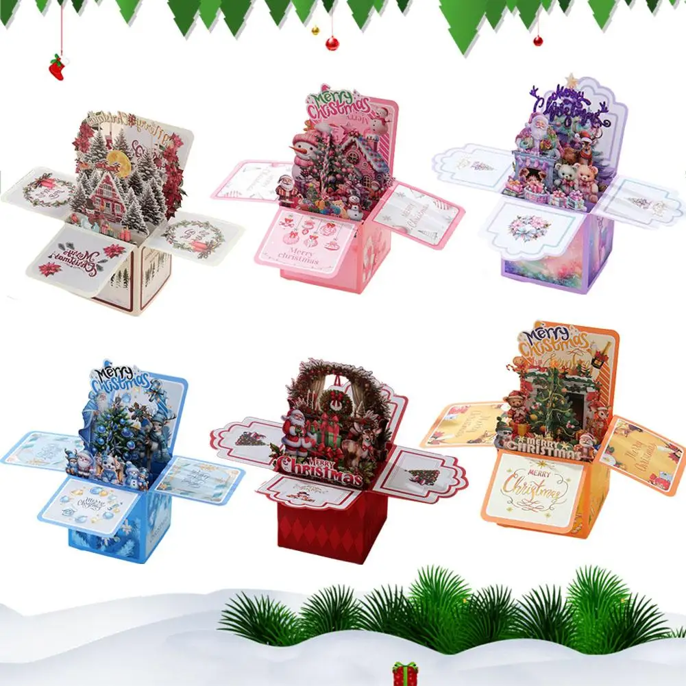 عيد الميلاد مكتوبة بخط اليد 3D مربع حتى عيد ميلاد سعيد بطاقة التمنيات السنة الجديدة بطاقة بريدية لوازم عطلة R6J5 #4