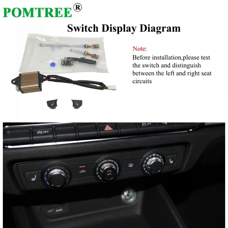 Built-in Car Seat Heater Kit Fit 2 Seats,Alloy Wire/Carbon Fiber Heating Pads 3-Levels Switch Kit For Audi Old Q2/A3 Model