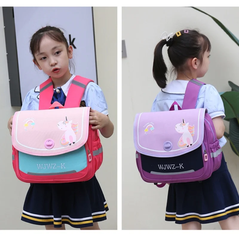 

Children Horizontal British Style Cartoon Backpacks New Primary Girls Boys Students Unicorn Dinosaur Cute Schoolbags All-match