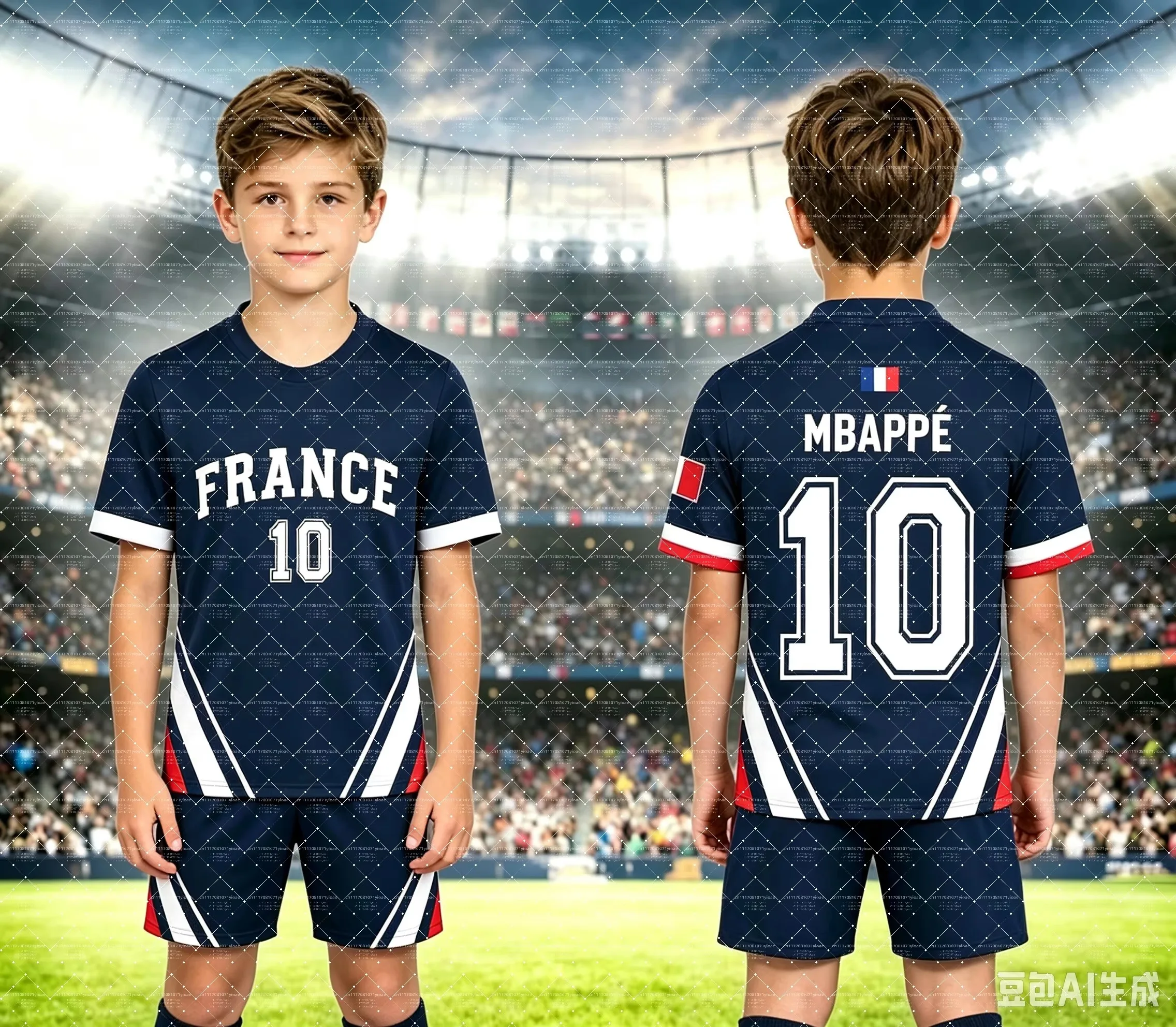 2026 Hotsale Nr. 10 Mbappé Fußball-Trikot & Shorts-Set, Einzelnes Oberteil Verfügbar, Frankreich-Flagge, Fans, 2-teiliges Sommer-Set für Kinder – Detail 6