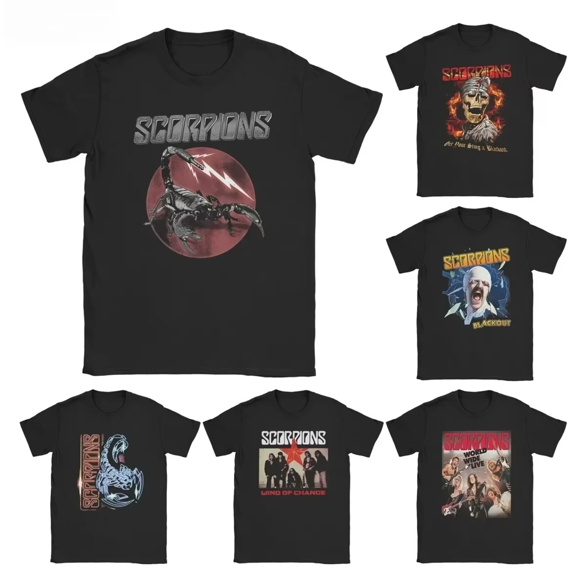 

Мужская и женская футболка Heavy Metal Scorpions, футболки из чистого хлопка с коротким рукавом, футболка с круглым воротником, одежда с графическим принтом