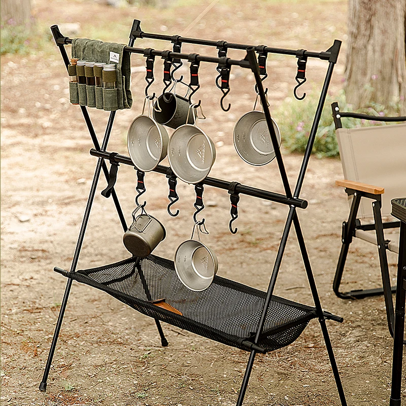 Imagem -02 - Montanhista Outdoor Camping Suporte com Net Bolsa Storage Rack