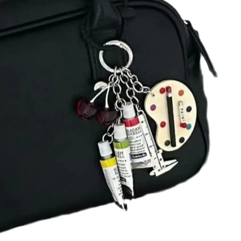 Creative Handmade Color Palette Keychain Brush Key Ring Car Keychain Drawing Boards Rule Bag Ornaments Gift