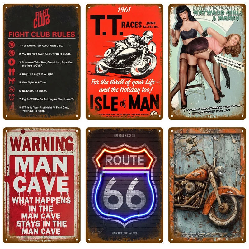 Bedroom Metal Signs Retro Metal Plate Posters Wall Art Mural Vintage Room Decoration Home Decor Items Tin Signs Aesthetic Men