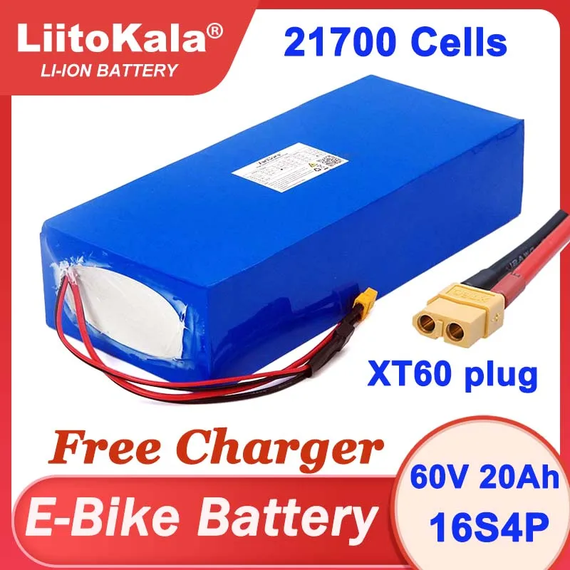 Imagem -03 - Liitokala 36v 48v 60v 20ah Ebike Bateria 21700 Bateria de Lítio para Bicicleta Elétrica Scooter Elétrico Carregador Livre 54.6v 67.2v