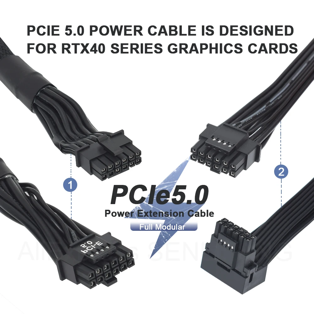 

12Pin to 16(12+4Pin) PCIE5.0 GPU Power Cable Sleeved 12VHPWR Connector For RTX3090Ti RTX4000 RTX4080 RTX409 Series Module