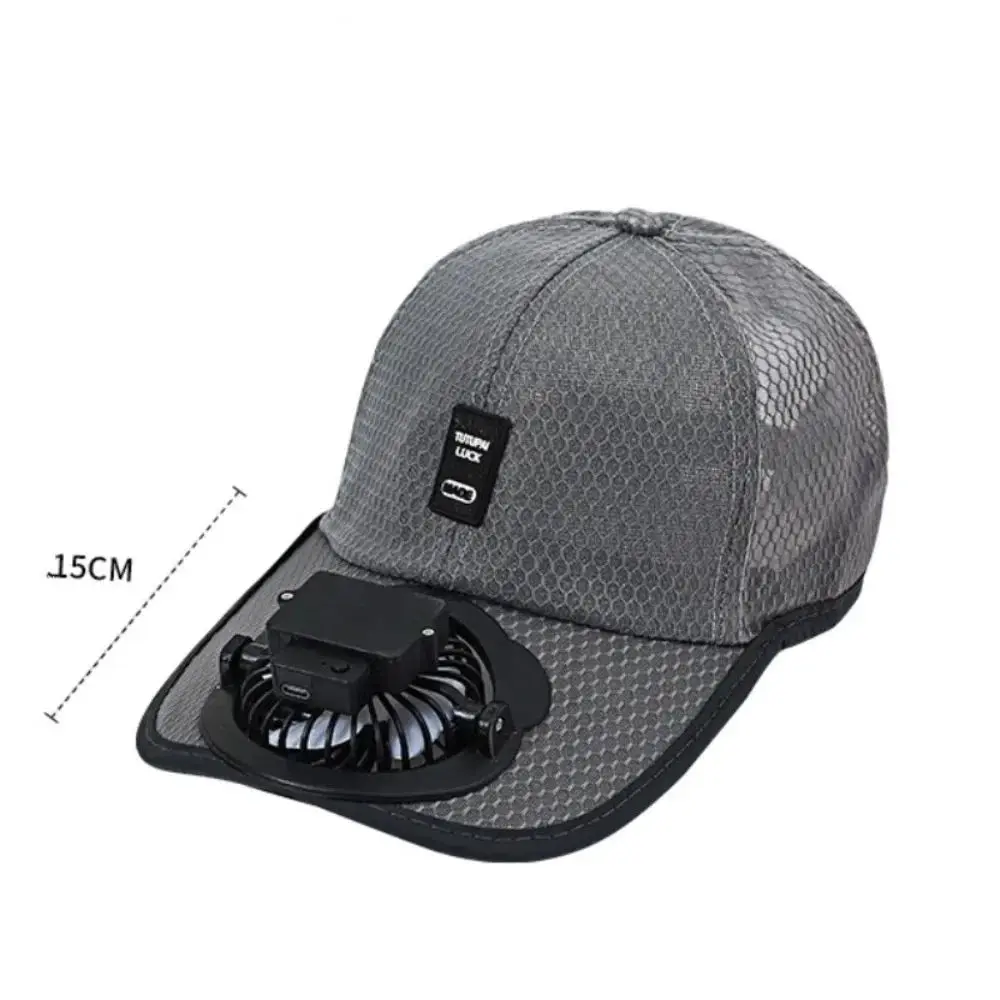 Casual Usb Charging Cooling Fan Hat Mesh Breathable Baseball cap Large Brim Peaked Cap Men Women