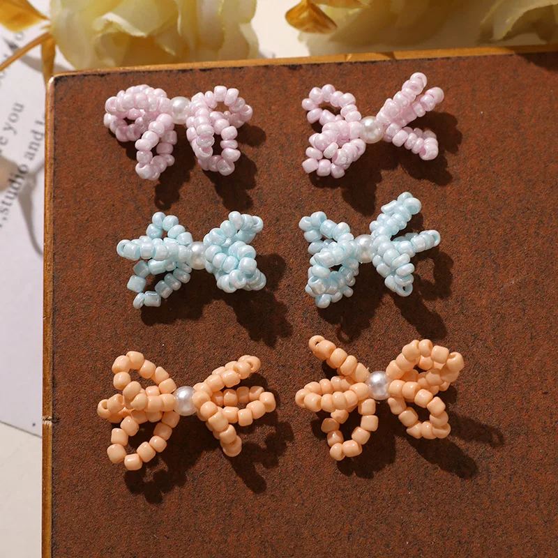 Shoe Charms 1Pc Fresh Soft Pearl Bow Beaded DIY Dopamine Macaron Versatile Decor for Clogs Jelly and Crystal Shoes Korean Style
