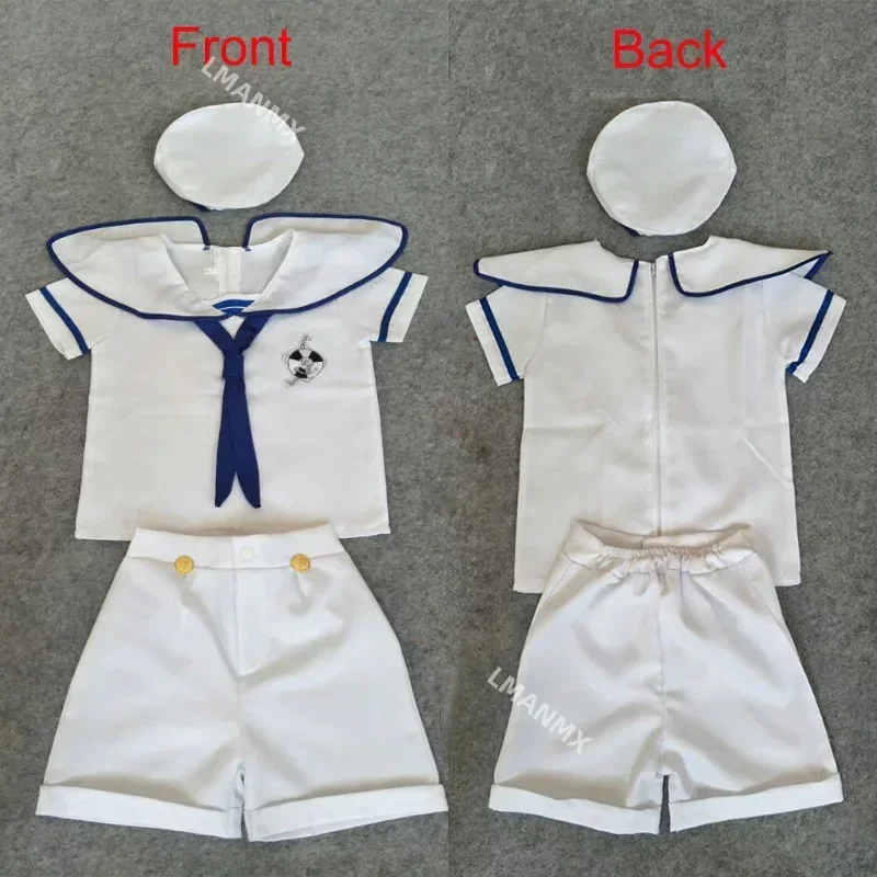 Costume de Marin Blanc à Rayures pour Fille ou Garçon, Chapeau de ixpour Enfant, Pantalon en Y