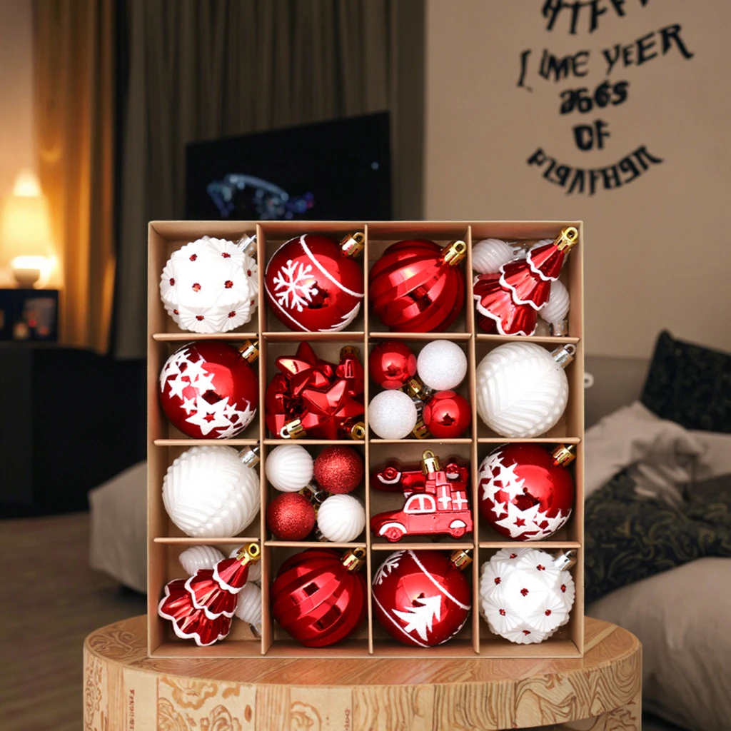 

42 High Quality PVC Christmas Ornaments Christmas Plastic Balls Gift Box Set Party Tree Decoration DIY-Christmas Tree