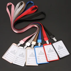Aluminum Alloy Working Permit Case for Staff Workers Employee's Pass Work Card Cover ID Tag Name Badge Holder Sleeve Lanyard