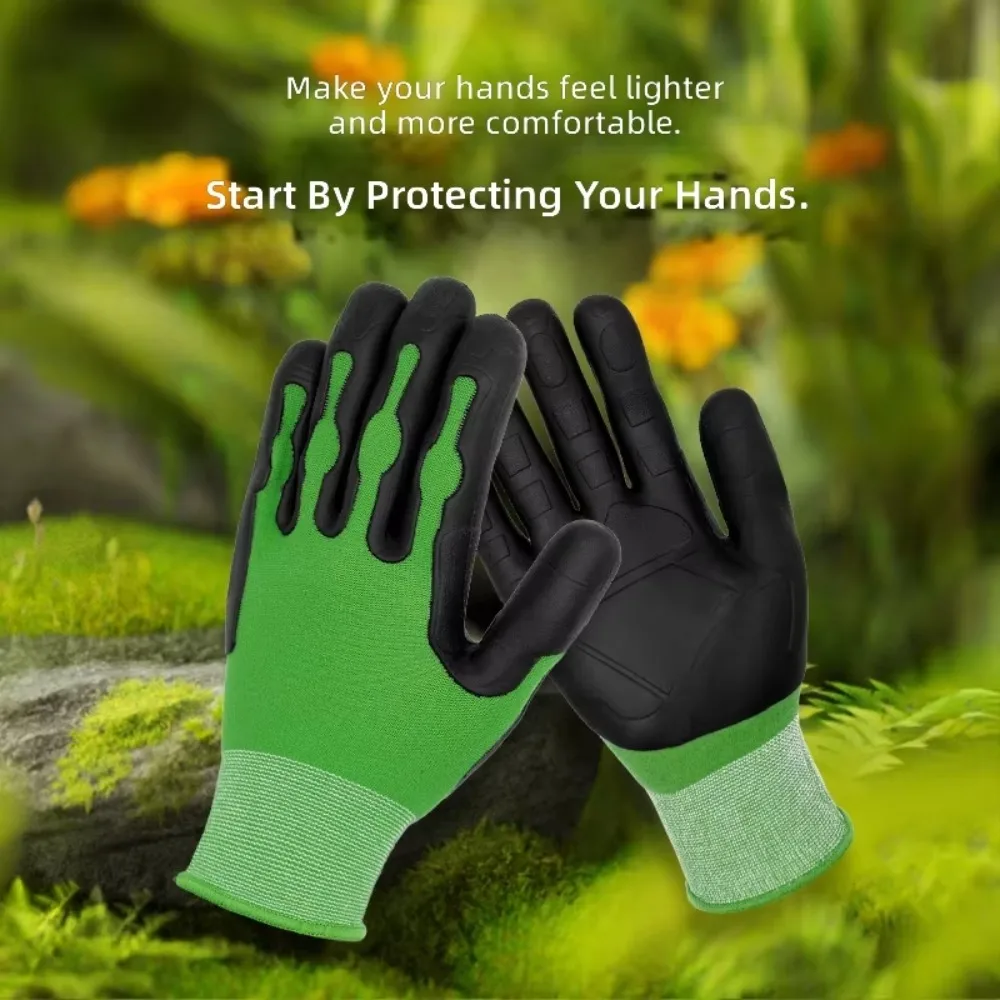 3Pcs Gardening Gloves for Planting, Outdoor Work - Multi-purpose General-purpose TPE Safety Gloves, Non-slip and Anti-puncture