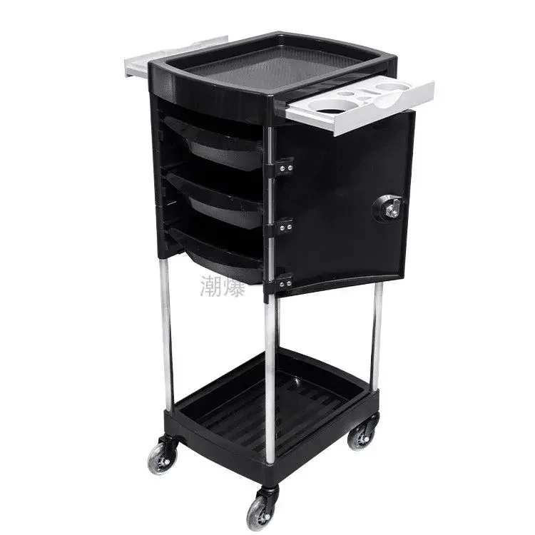 High-end retro barber shop hair cart hair salon special bar car dyeing and ironing drawer with lock hair tool cabinet cart