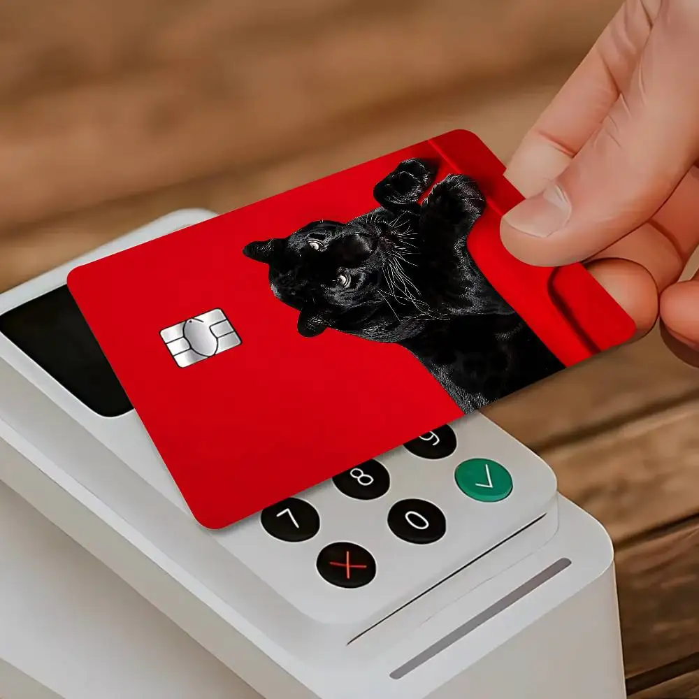 Crimson Night Leopard Shadow Card Stickers Sticker Skin Film Cover For Small Chip Credit Debit Card Bus Card HT12