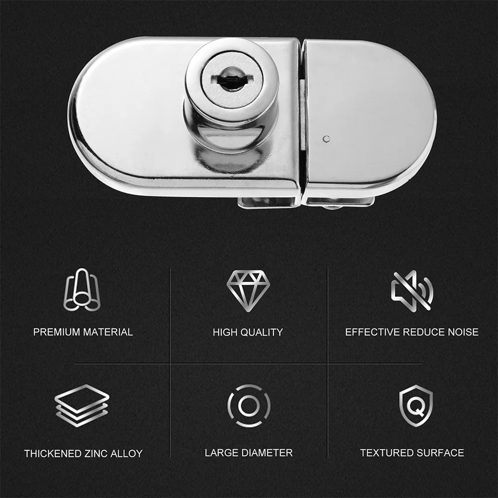 

2Sets Zinc Alloy Glass Cabinet Door Lock Antitheft Security Display Showcase Safe Lock Furniture Latch Glass Door Latch