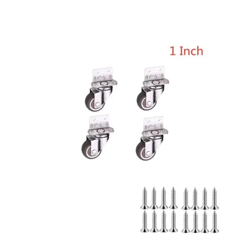4 Pcs 1 Inch Wheel L-Shaped 90 Degree Right Angle Flower Rack Self Quiet Furniture Caster Load 33KG