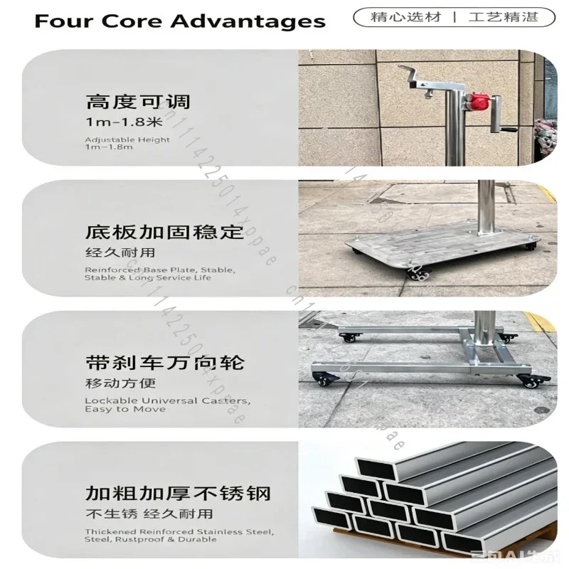 Stand Stainless Steel Floor Support Bracket For Silicone Doll Neck Connection Mobile Adjustable Height Doll Hanging Display