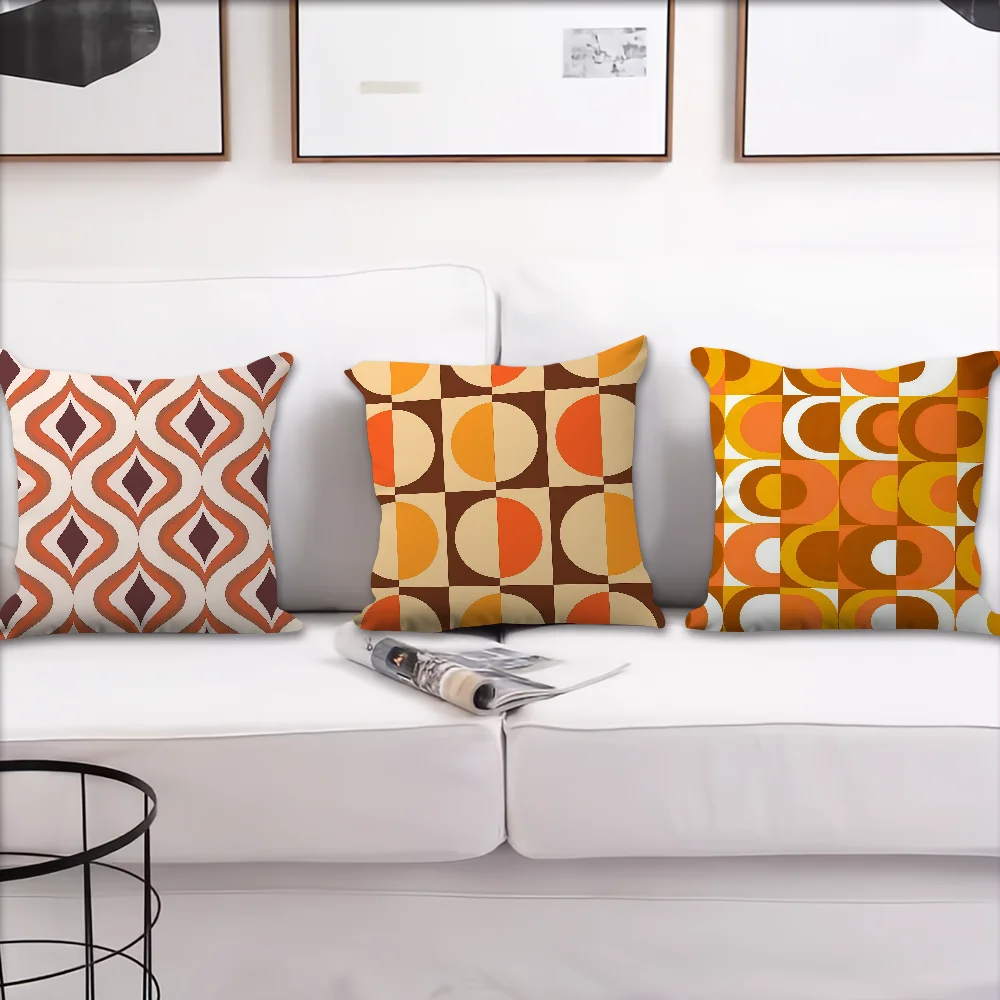Orange Yellow Brown Nordic Geometry Cushion Cover For Pillow Printing Sofa Decoration Home Car Room Shop Office NordicSimplicity