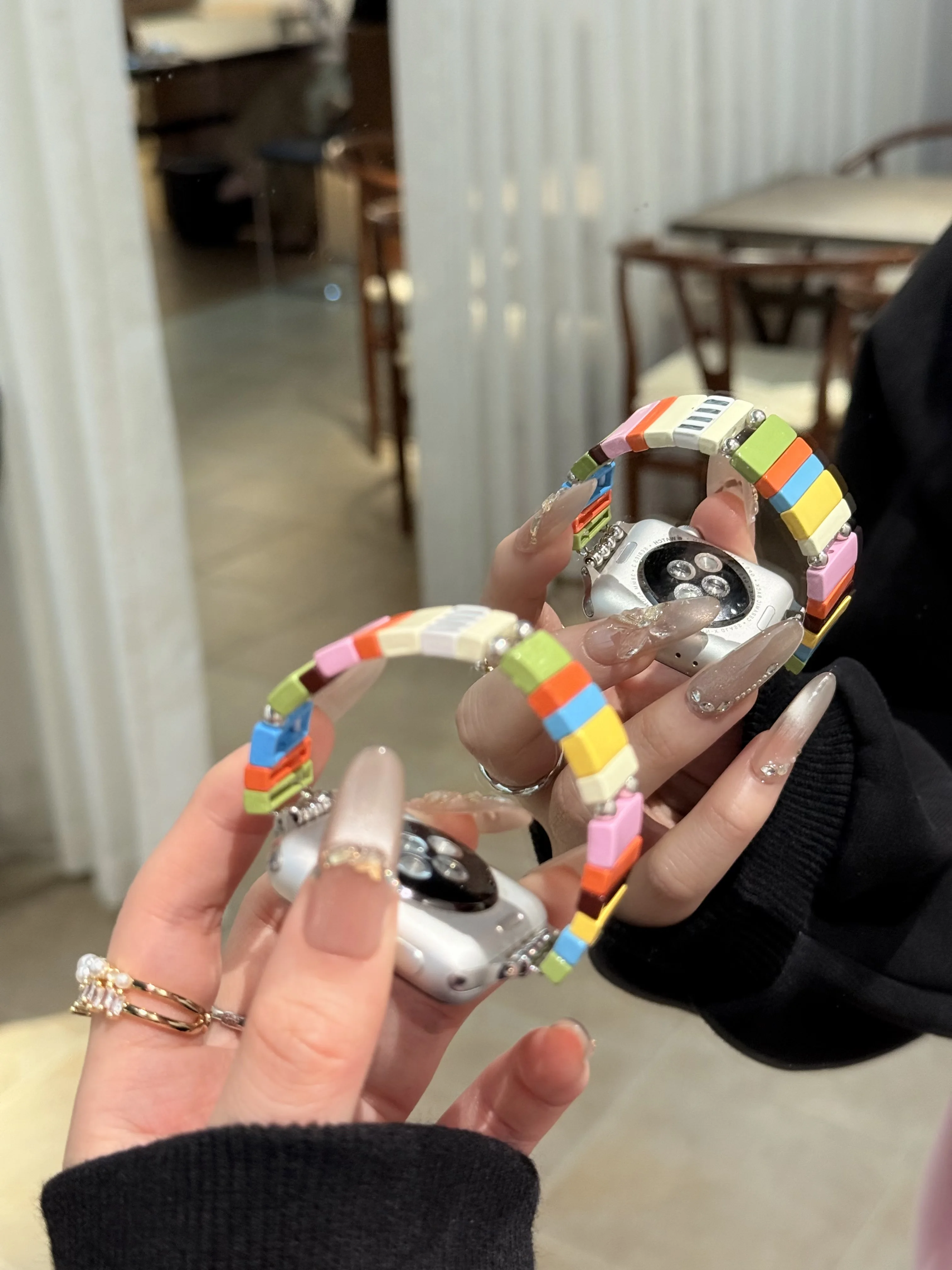 

Candy colored small square compatible with iWatch strap 38mm 40mm 41mm 42mm 44mm 45mm 49mm fashionable strap