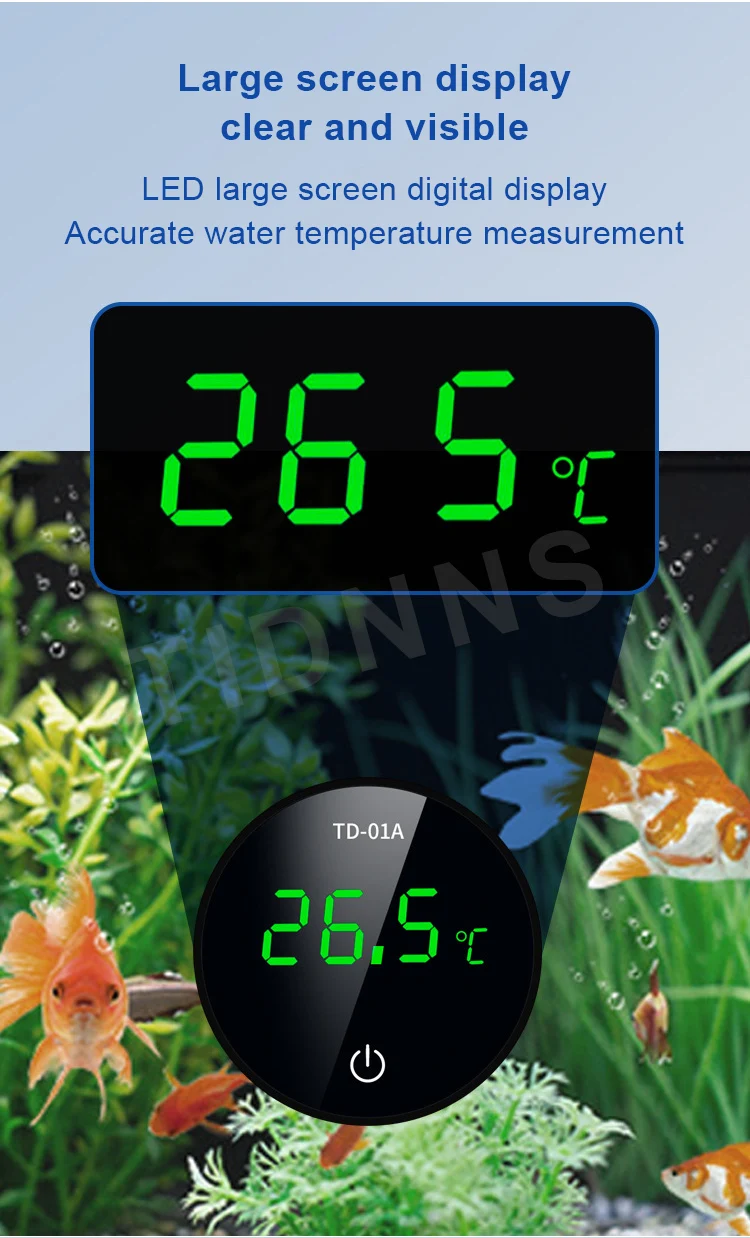 Newest Aquarium Thermometer LCD Digital External Thermometer Charging Type-C Fish Tank Mini Thermometer High Precision -9.9-50℃