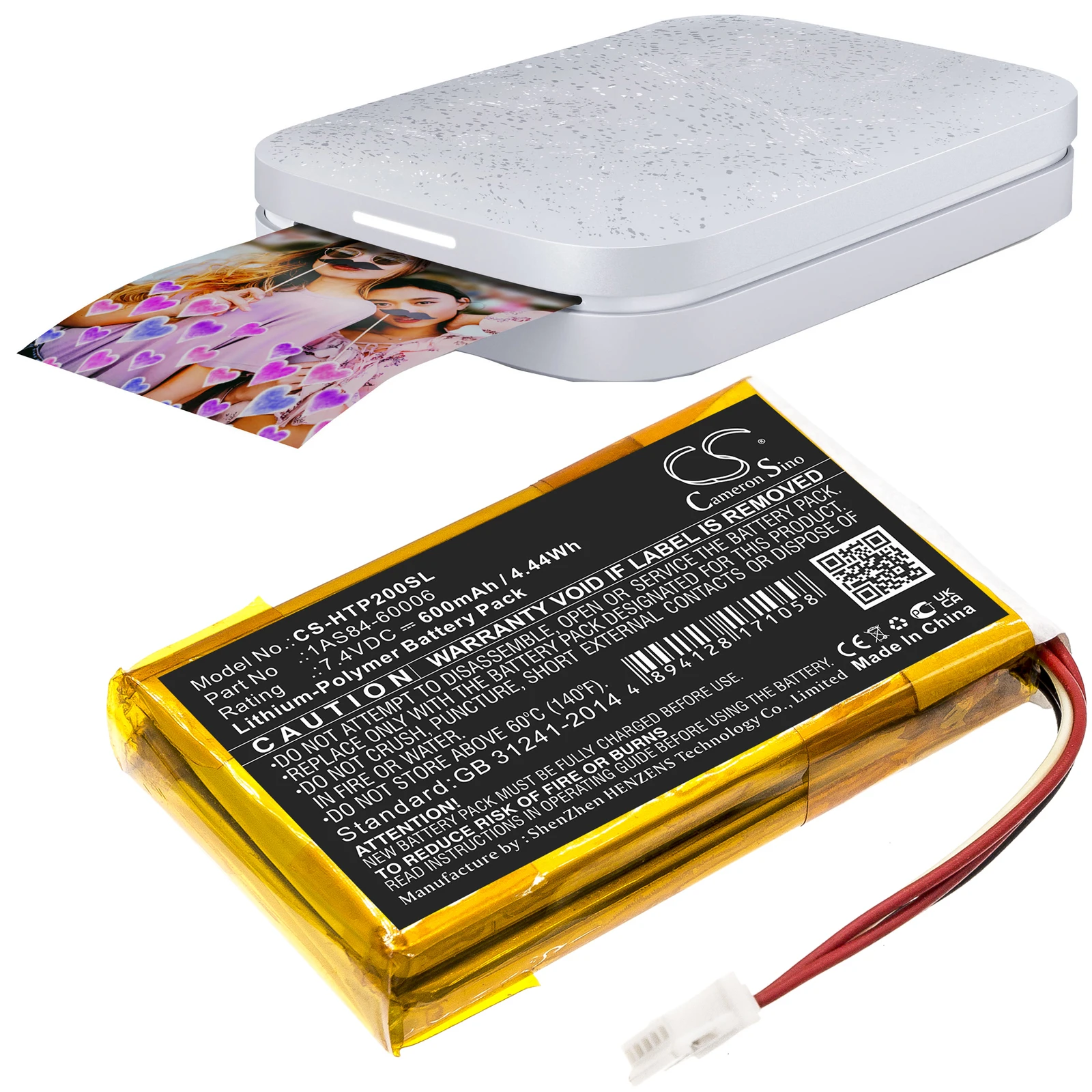 Li-Polymer Photo Printer Battery for HP,7.4v,600mAh,Sprocket 200,1AS84-60006