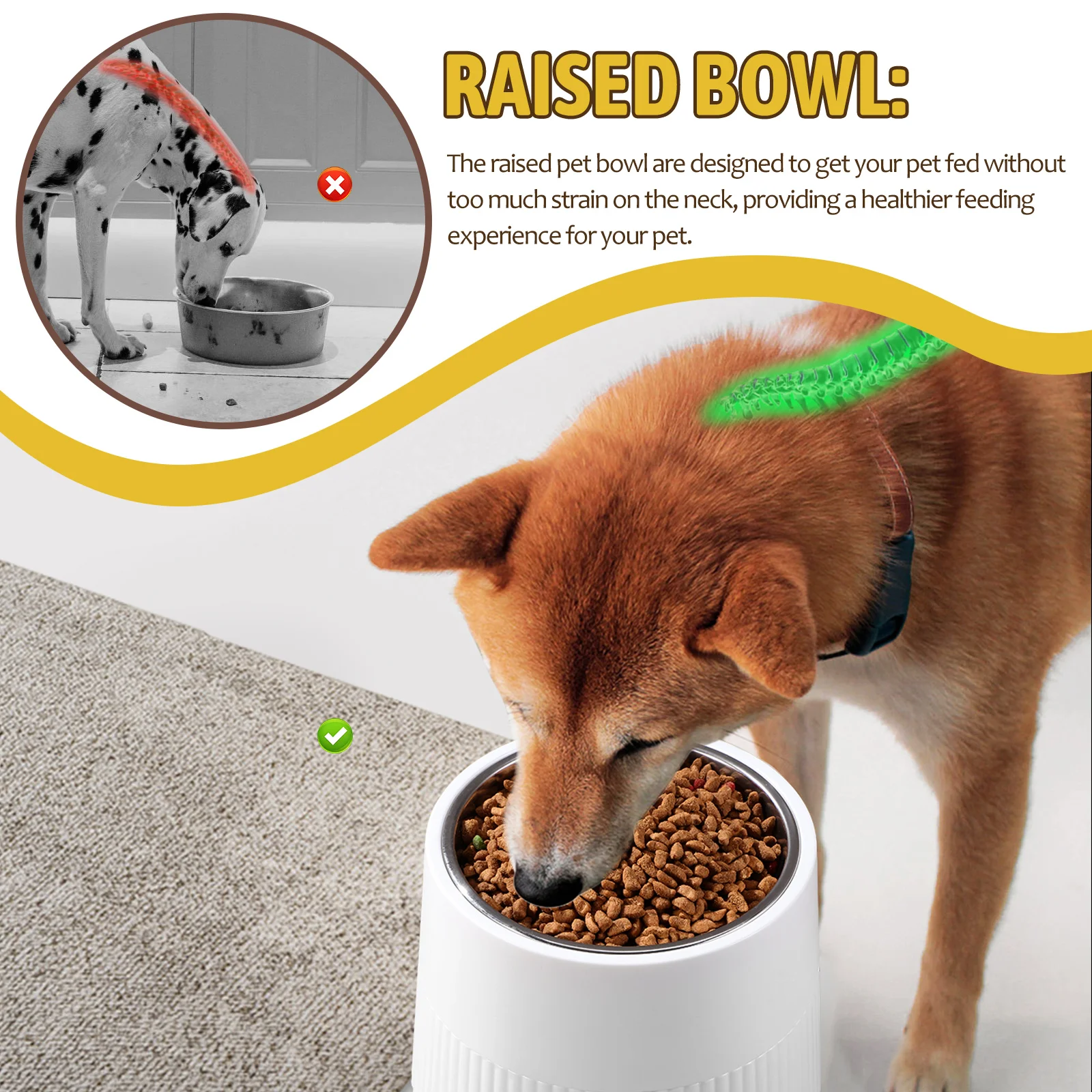 

Elevated Pet Bowls Small Dogs Raised White Feeding Bowl Removable Bottom Stable Stand Dog Water Dish Stylish Design Indoor Puppy
