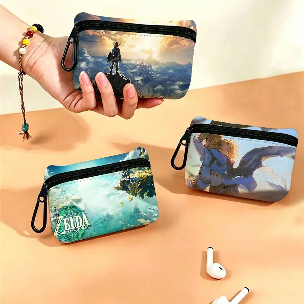 Video Game Legend Zeldas Oxford - Cartera para monedas con gancho de mosquetón desmontable, bolsa de almacenamiento compacta para accesorios de compras al aire libre