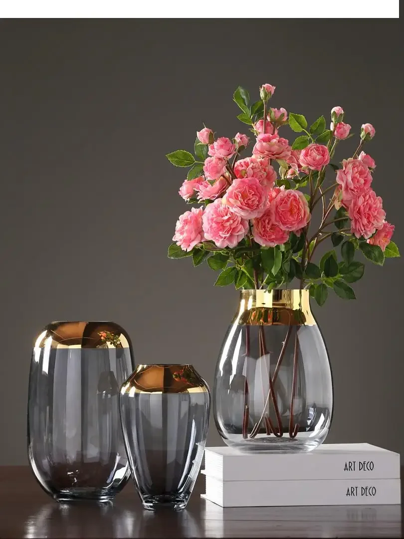 

#For Nordic glass Gold vase Transparent Hydroponics Flower arrangement accessories Modern home decorations wedding vases^