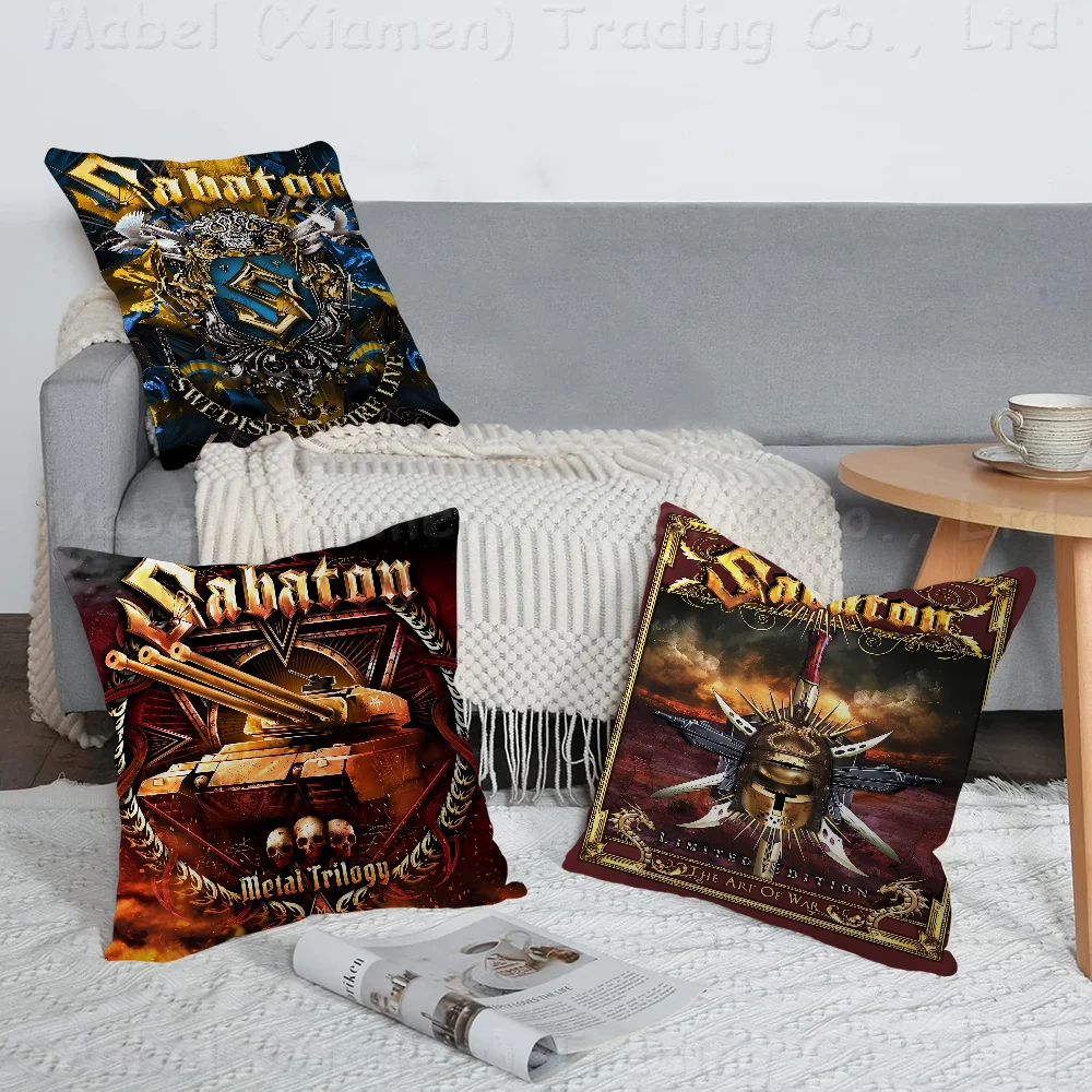 S-Sabaton Band Cushion Cover Pillowcase Upholstery Sofa Throw Pillow Home Decor Pillowcas