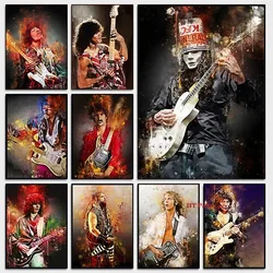 Famous Guitar Musicians Frank Zappa Ace Frehley Van Halen Band Guitarist Singer Canvas Poster Wall Pictures Home Room Decor