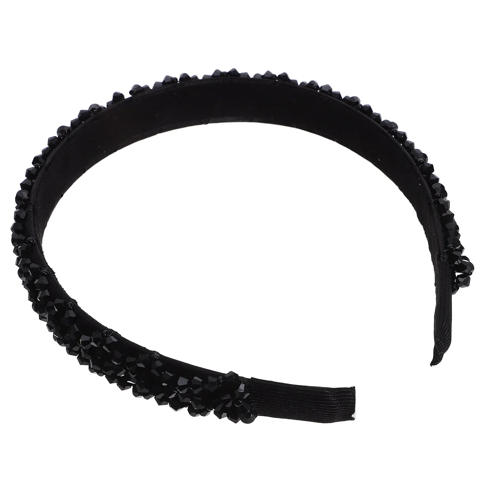 

1Pcs Crystal Hair Hoop Imitation Beaded Black Hand Knitting Elegant Headband for Women Party Engagement Fashion Hair Accessory