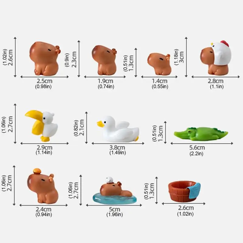 10P C S Miniature Capybara Paradise Figure Creative And Cute Capybara Doll Decoration Accessories Car Desktop Ornaments