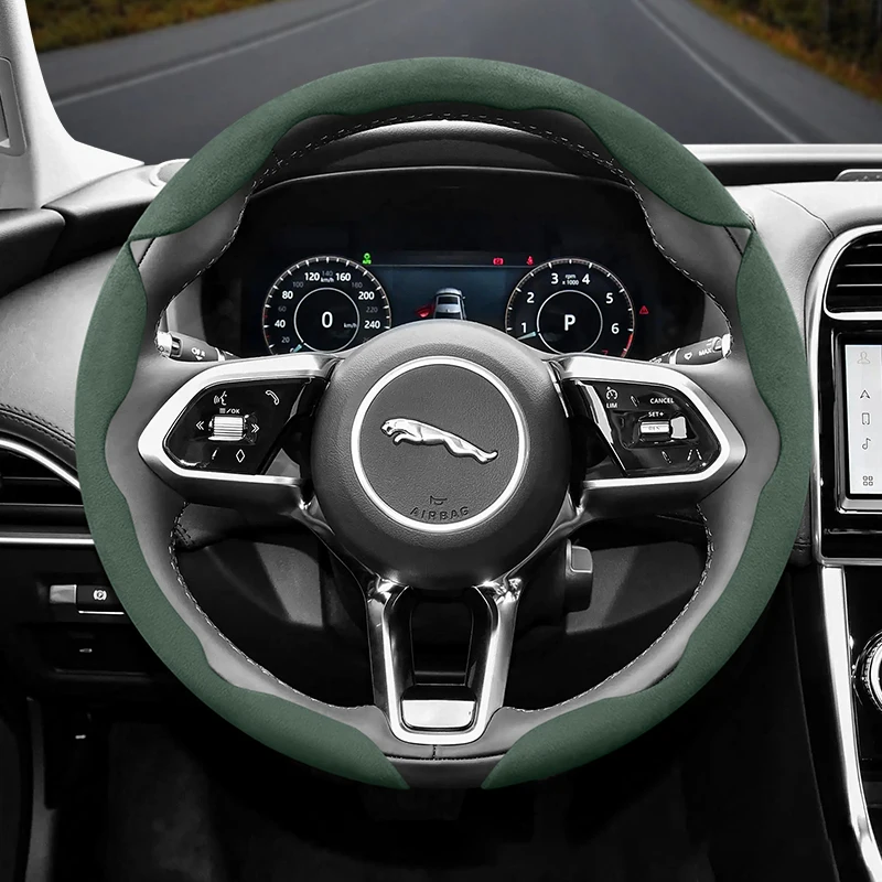 Housse de volant en daim segmentée avec boucle antidérapante pour Jaguar, accessoires pour voitures Xf X250 Xe E Pace F Xj I Ev400 S Type X351 Svr Xfl Ftype Project 7